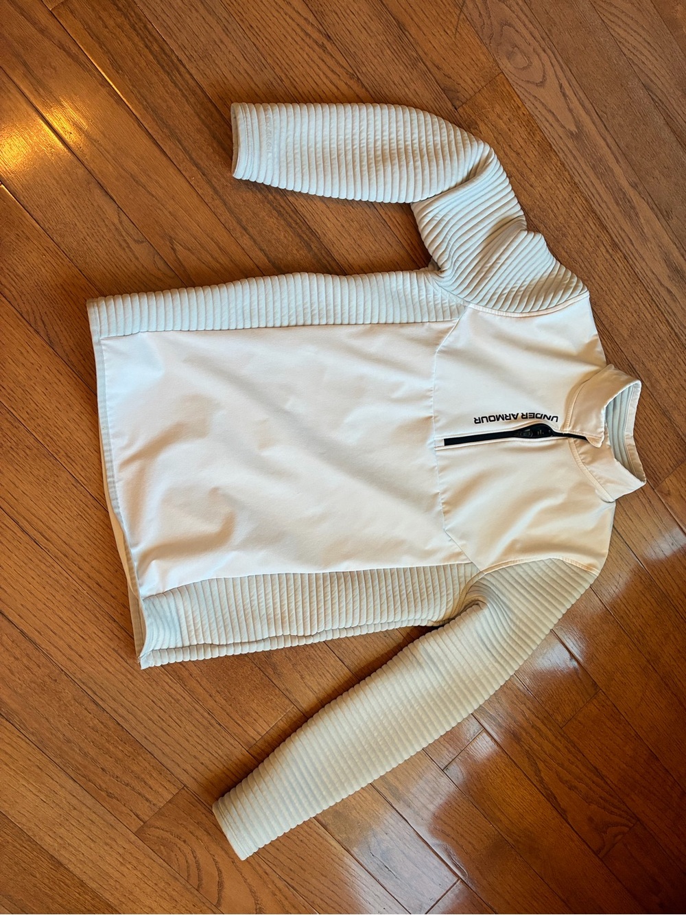 Under Armour Men’s Loose Fit Cream Ribbed Quarter-Zip Pullover